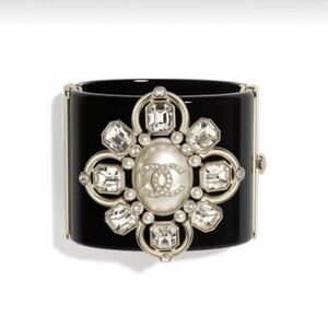 Authentic Chanel Cuff Bracelet with Crystal Embellishments